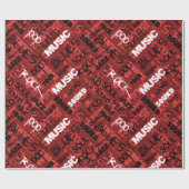 Rode Rock Pop R & B Muziektekst Cadeaupapier (Vlak)