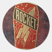 RODE ROCKET. RONDE STICKER (Voorkant)
