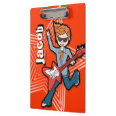 Rode rockstar gitaarjongen voeg jouw naam klembord (Links)