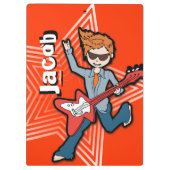 Rode rockstar gitaarjongen voeg jouw naam klembord (Achterkant)
