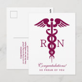 Rode Rode Caduceus Verpleegster Medisch Symbool Briefkaart (Voorkant / Achterkant)