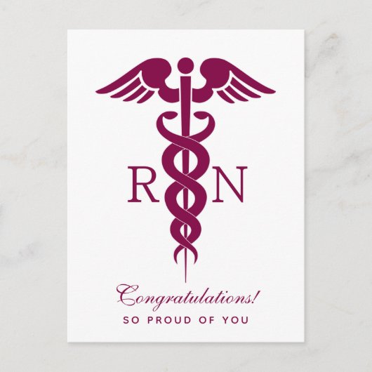 Rode Rode Caduceus Verpleegster Medisch Symbool Briefkaart (Voorkant)