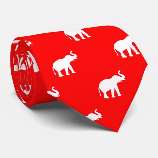 Rode rode olifant patroon stropdas (Opgerold)