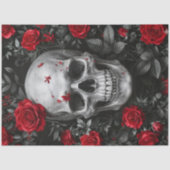 Rode Rode Rozen Schedel – Decoupage Papier (Voorkant)