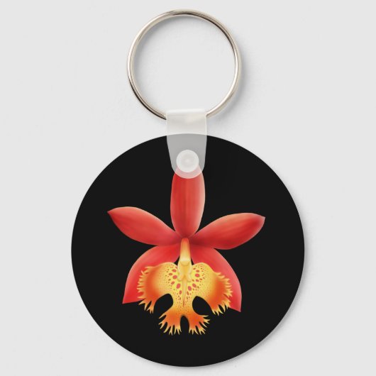 Rode rode staam Epidendrum Orchid Sleutelhanger (Voorkant)