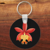 Rode rode staam Epidendrum Orchid Sleutelhanger (Voorkant)