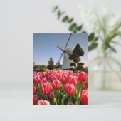 Rode rode tulpen en windmollen briefkaart (Staand voorkant)