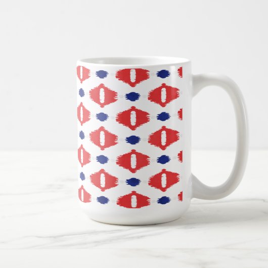 Rode rode, witte ikatribpatronen mok (Rechts)