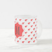 Rode rode witte polkadot olifant matglas koffiemok (Voorkant rechts)