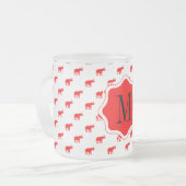 Rode rode witte polkadot olifant matglas koffiemok (Voorkant links)