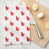Rode rode witte polkadot olifant theedoek (Quarter Fold)