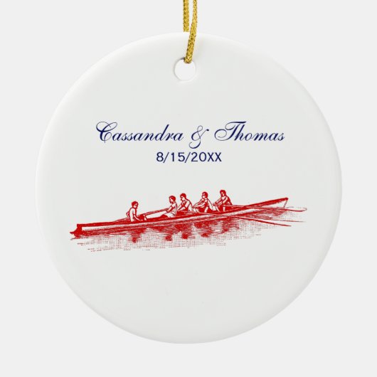 Rode Roeiers Roeiers Bemanning Team Watersport Keramisch Ornament (Voorkant)