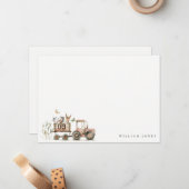 Rode Roest Boerderij Dieren Tractor Kinderen Verja Notitiekaartje (Voorkant / Achterkant in situ)