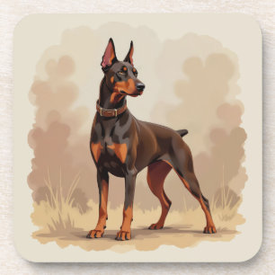 Rode Roest Bruine Dobermann Pinscher Hond Bier Onderzetter