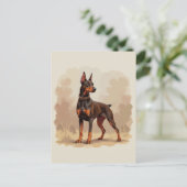 Rode Roest Bruine Dobermann Pinscher Hond Briefkaart (Staand voorkant)