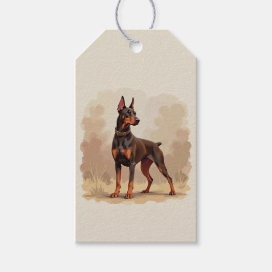 Rode Roest Bruine Dobermann Pinscher Hond Cadeaulabel (Voorkant)