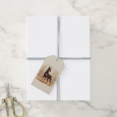Rode Roest Bruine Dobermann Pinscher Hond Cadeaulabel (Met Touw)