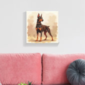 Rode Roest Bruine Dobermann Pinscher Hond Canvas Afdruk (Insitu (Woonkamer))