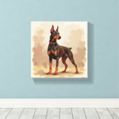 Rode Roest Bruine Dobermann Pinscher Hond Canvas Afdruk (Insitu (Houten vloer))