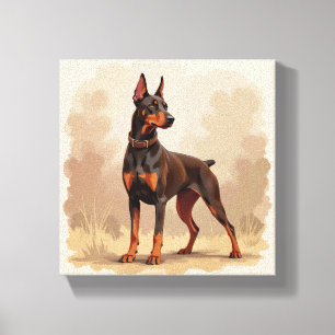 Rode Roest Bruine Dobermann Pinscher Hond Canvas Afdruk