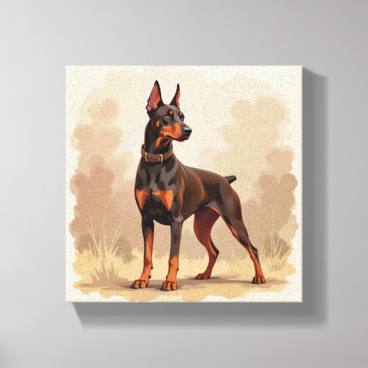 Rode Roest Bruine Dobermann Pinscher Hond Canvas Afdruk (Voorkant)