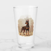 Rode Roest Bruine Dobermann Pinscher Hond Glas (Achterkant)