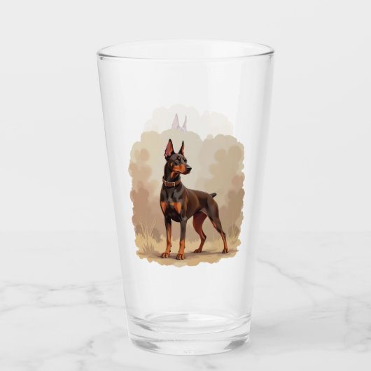 Rode Roest Bruine Dobermann Pinscher Hond Glas (Voorkant)