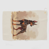 Rode Roest Bruine Dobermann Pinscher Hond Golfhanddoek (Horizontaal)