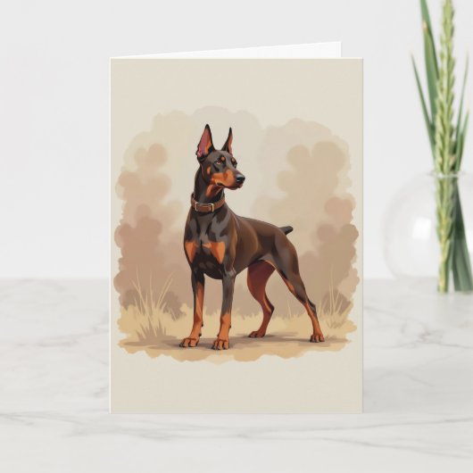 Rode Roest Bruine Dobermann Pinscher Hond Kaart (Voorkant)