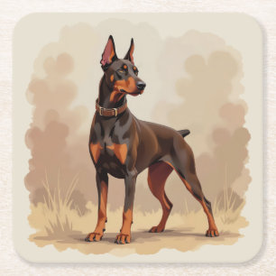 Rode Roest Bruine Dobermann Pinscher Hond Kartonnen Onderzetters