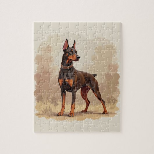 Rode Roest Bruine Dobermann Pinscher Hond Legpuzzel (Verticaal)