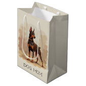 Rode Roest Bruine Dobermann Pinscher Hond Medium Cadeauzakje (Voorkant Gekanteld)