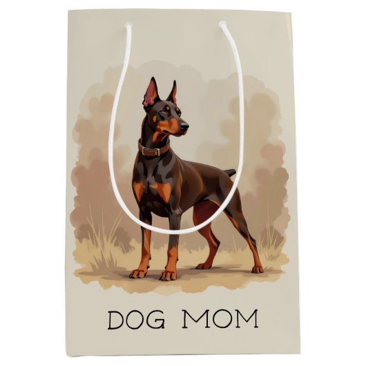 Rode Roest Bruine Dobermann Pinscher Hond Medium Cadeauzakje (Voorkant)
