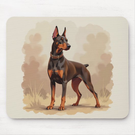 Rode Roest Bruine Dobermann Pinscher Hond Muismat (Voorkant)