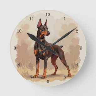 Rode Roest Bruine Dobermann Pinscher Hond Ronde Klok