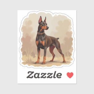 Rode Roest Bruine Dobermann Pinscher Hond Sticker