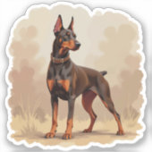 Rode Roest Bruine Dobermann Pinscher Hond Sticker (Voorkant)