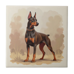 Rode Roest Bruine Dobermann Pinscher Hond Tegeltje
