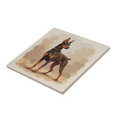 Rode Roest Bruine Dobermann Pinscher Hond Tegeltje (Zijkant)
