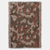 Rode roest en donker olijfgroene camouflage abstra deken (Voorkant Verticaal)