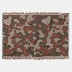 Rode roest en donker olijfgroene camouflage abstra deken