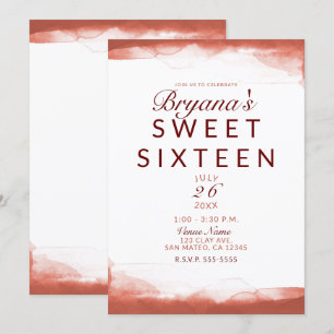 Rode Roest Klei Modern Chique Sweet 16 Feest Kaart