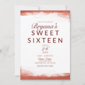 Rode Roest Klei Moderne Chic Sweet 16 Feest Kaart (Voorkant)