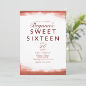 Rode Roest Klei Moderne Chic Sweet 16 Feest Kaart (Staand voorkant)
