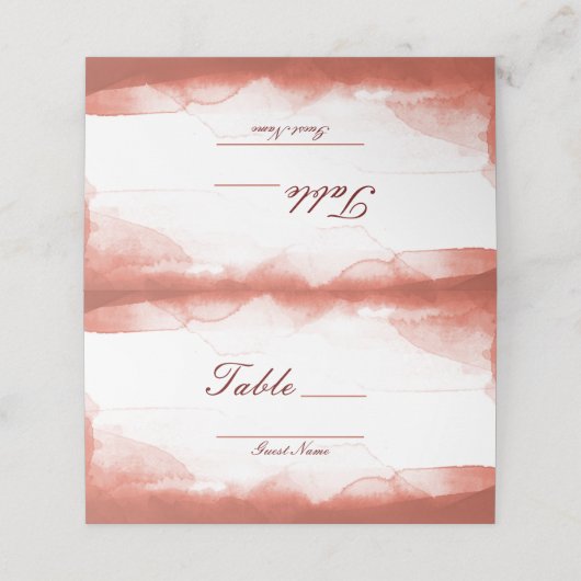 Rode Roest Klei Waterverf Tafelnummer Zitplaatsen Plaatskaartje (Buitenkant ongevouwen)