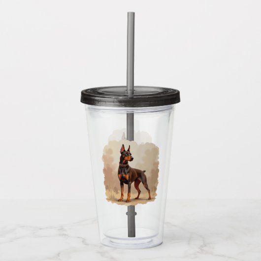 Rode Roestbruine Dobermann Pinscher Hond Acryl Drinkbeker (Voorkant)