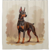 Rode Roestbruine Dobermann Pinscher Hond Douchegordijn (Voorkant)