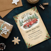 Rode Roestige Vrachtwagen Kerstfeestje Kaart