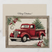 Rode roestige vrachtwagen Kerstkaart (Voorkant / Achterkant)
