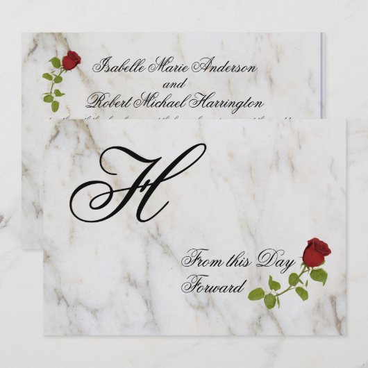 Rode rog | monogram | Vanaf deze dag Kaart (Voorkant / Achterkant)